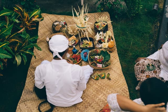 A Balinese priest performing a blessing